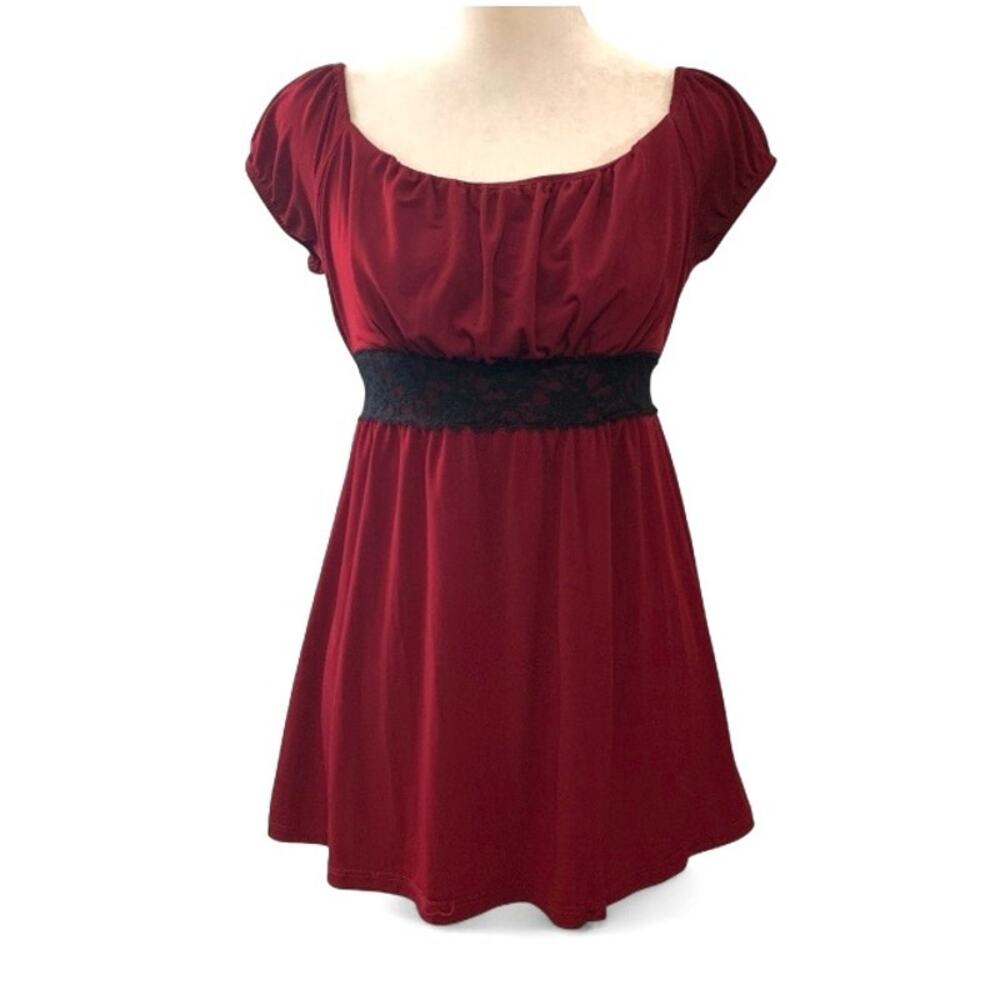 Y2K Red Tie-Back Babydoll Cottagecore Top